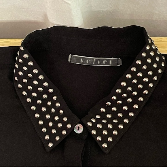 Velvet brand sheer black blouse embellished collar‎ - Picture 1 of 8